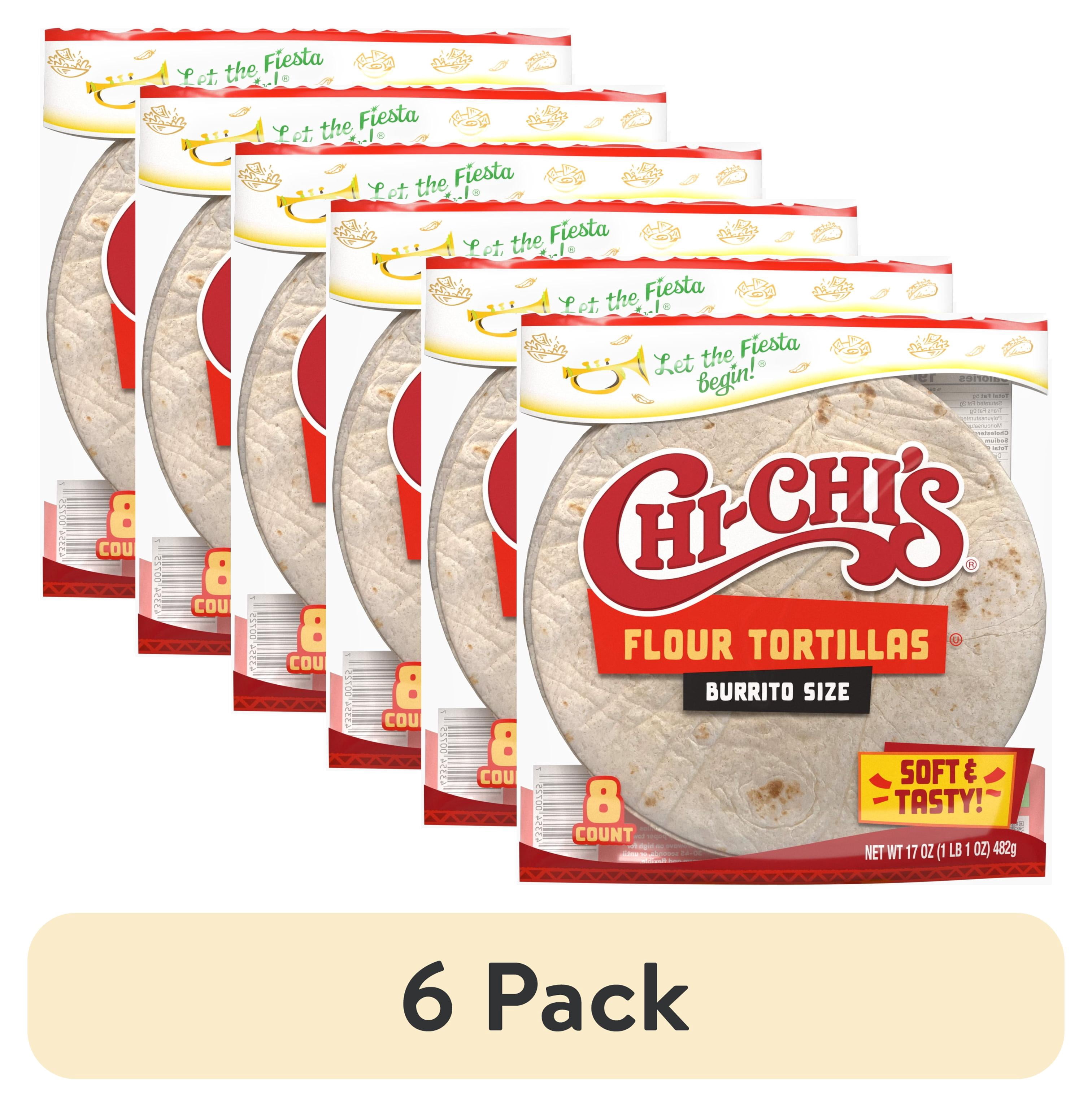 (6 pack) CHI-CHI'S Flour Tortillas Burrito Size, Tortilla Wrap, Shelf-Stable, 17 oz Resealable Package, (8 Tortillas)