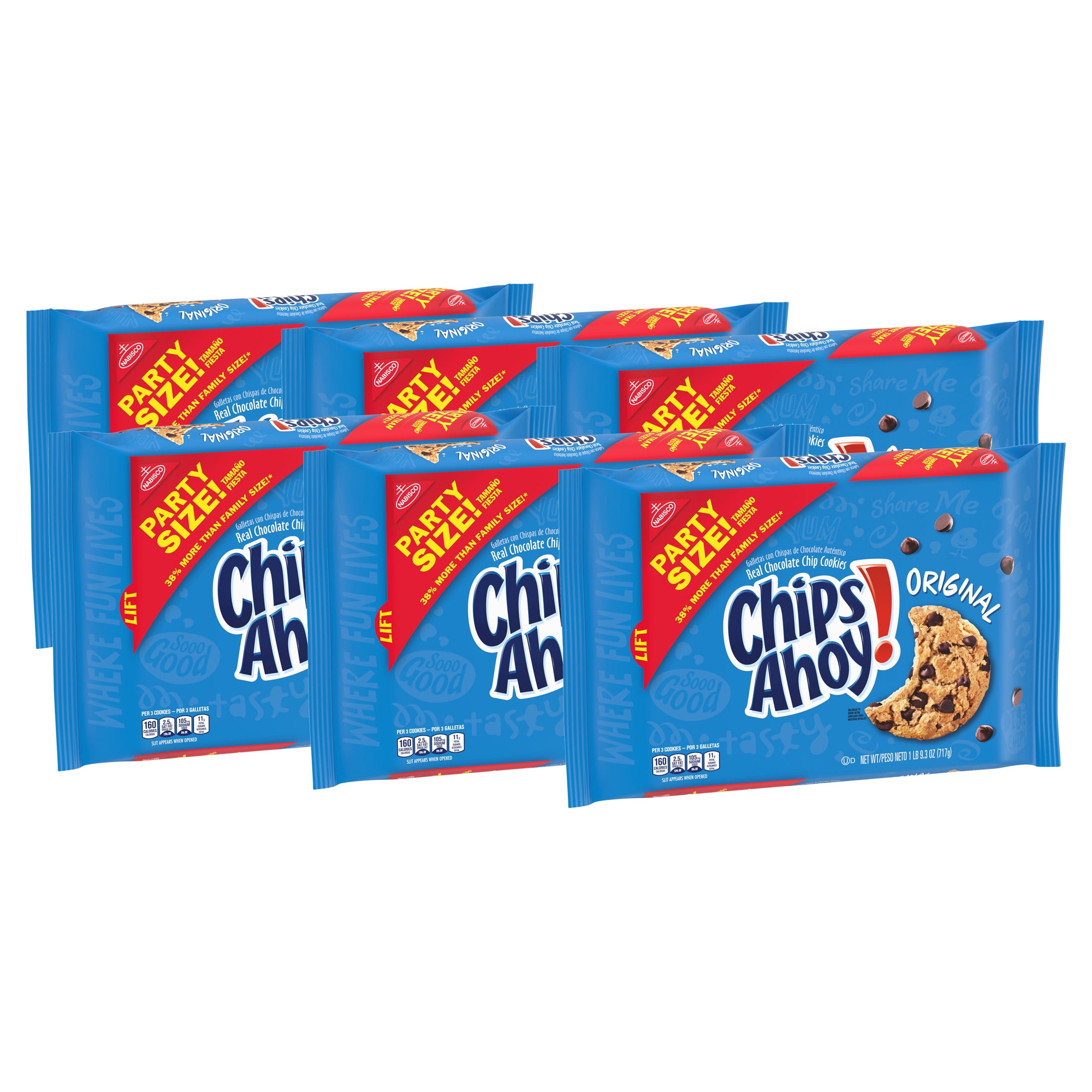 6 pack) CHIPS AHOY! Original Chocolate Chip Cookies, Party Size