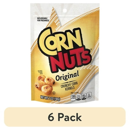 (6 pack) CORN NUTS Original Crunchy Corn Kernels Flavored Nuts Snack, Ready-to-Eat, Shelf-Stable, 7 oz Resealable Plastic Bag