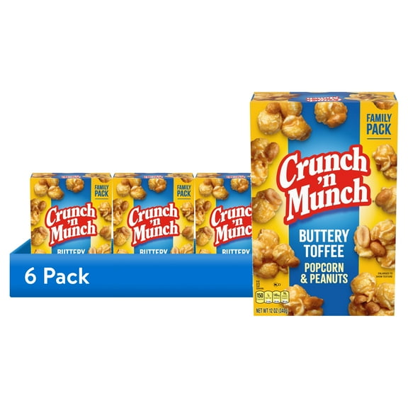 (6 pack) CRUNCH 'N MUNCH Buttery Toffee Popcorn with Peanuts, 12 oz.