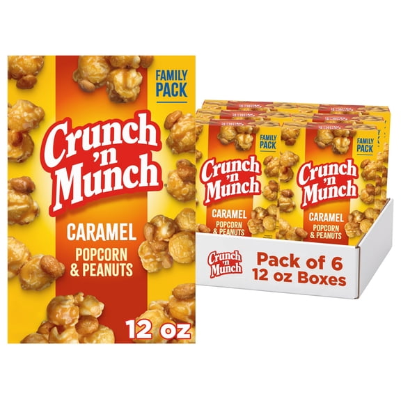 (6 pack) CRUNCH 'N MUNCH Caramel Popcorn with Peanuts, 12 oz.