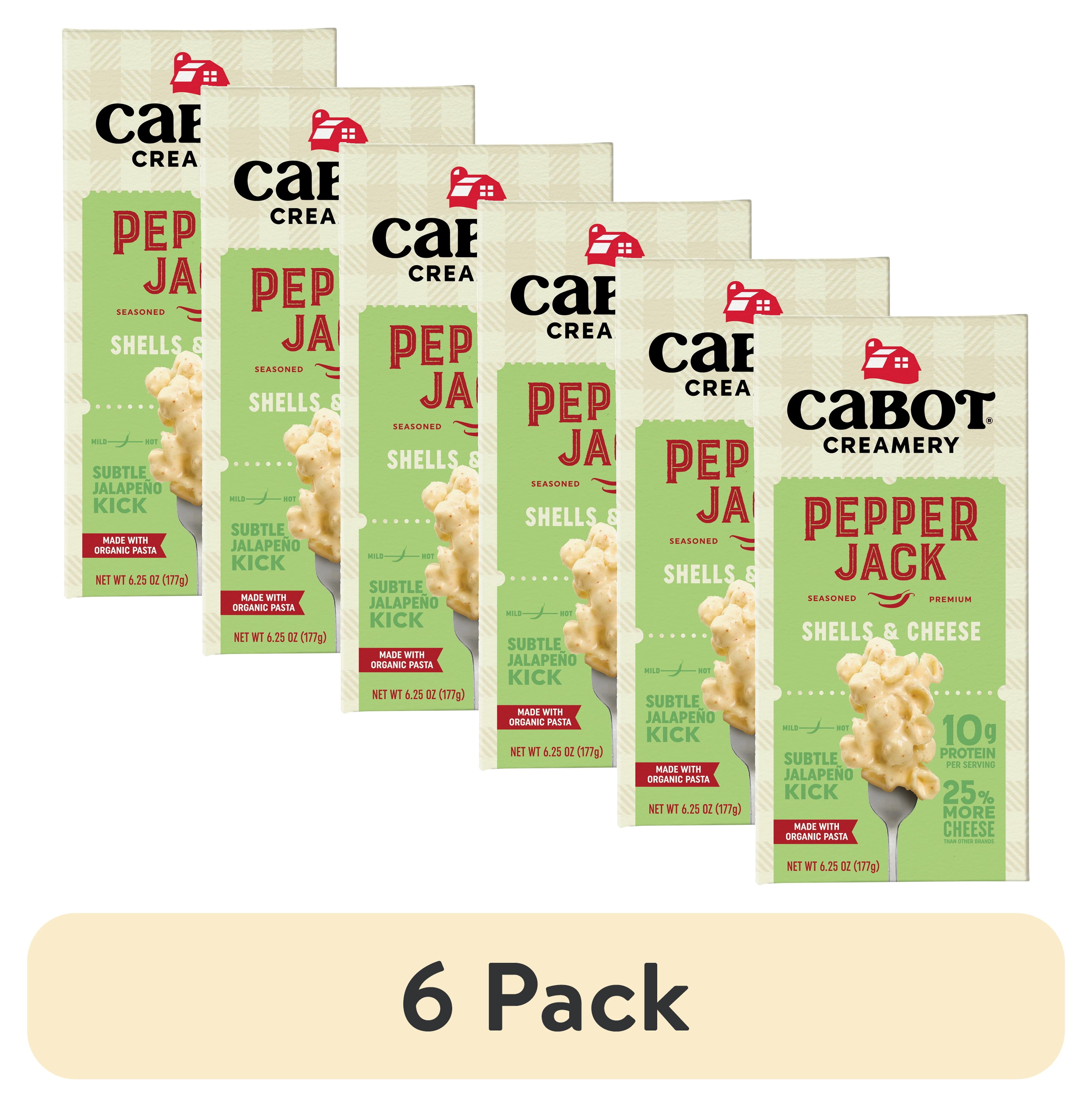 (6 pack) Cabot Pepper Jack Macaroni & Cheese Shells with Organic Pasta, 6.25 oz Box, Shelf-Stable