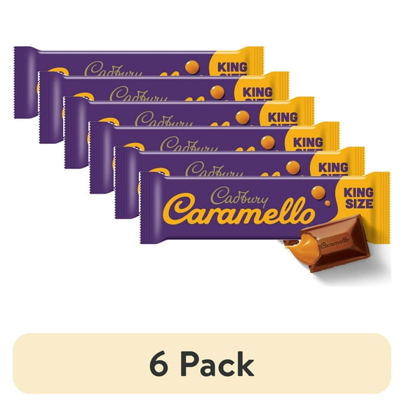 (6 pack) Cadbury Caramello Milk Chocolate Caramel King Size Candy, Bar 2.7 oz