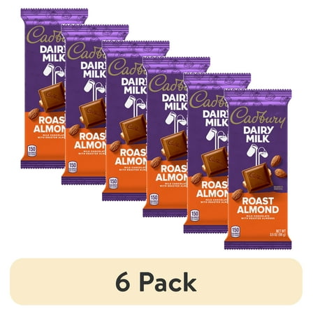 (6 pack) Cadbury Dairy Milk Roast Almond Milk Chocolate Candy, Bar 3.5 oz