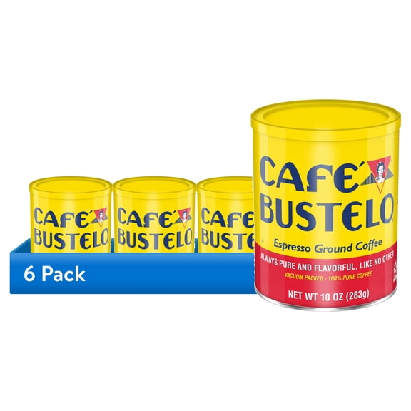 (6 pack) Cafe Bustelo, Espresso Style Dark Roast Ground Coffee, 10 oz Can