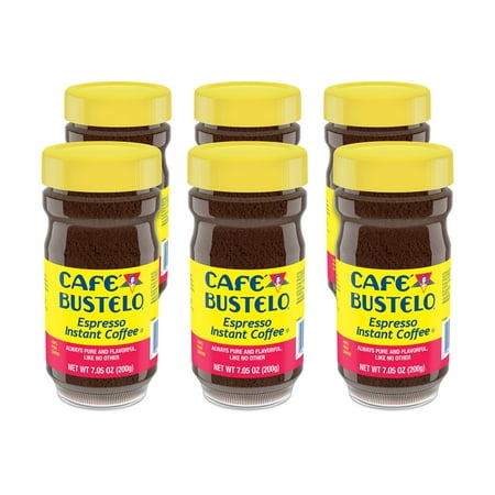 (6 pack) Cafe Bustelo, Espresso Style, Dark Roast Instant Coffee, 7.05 oz Jar