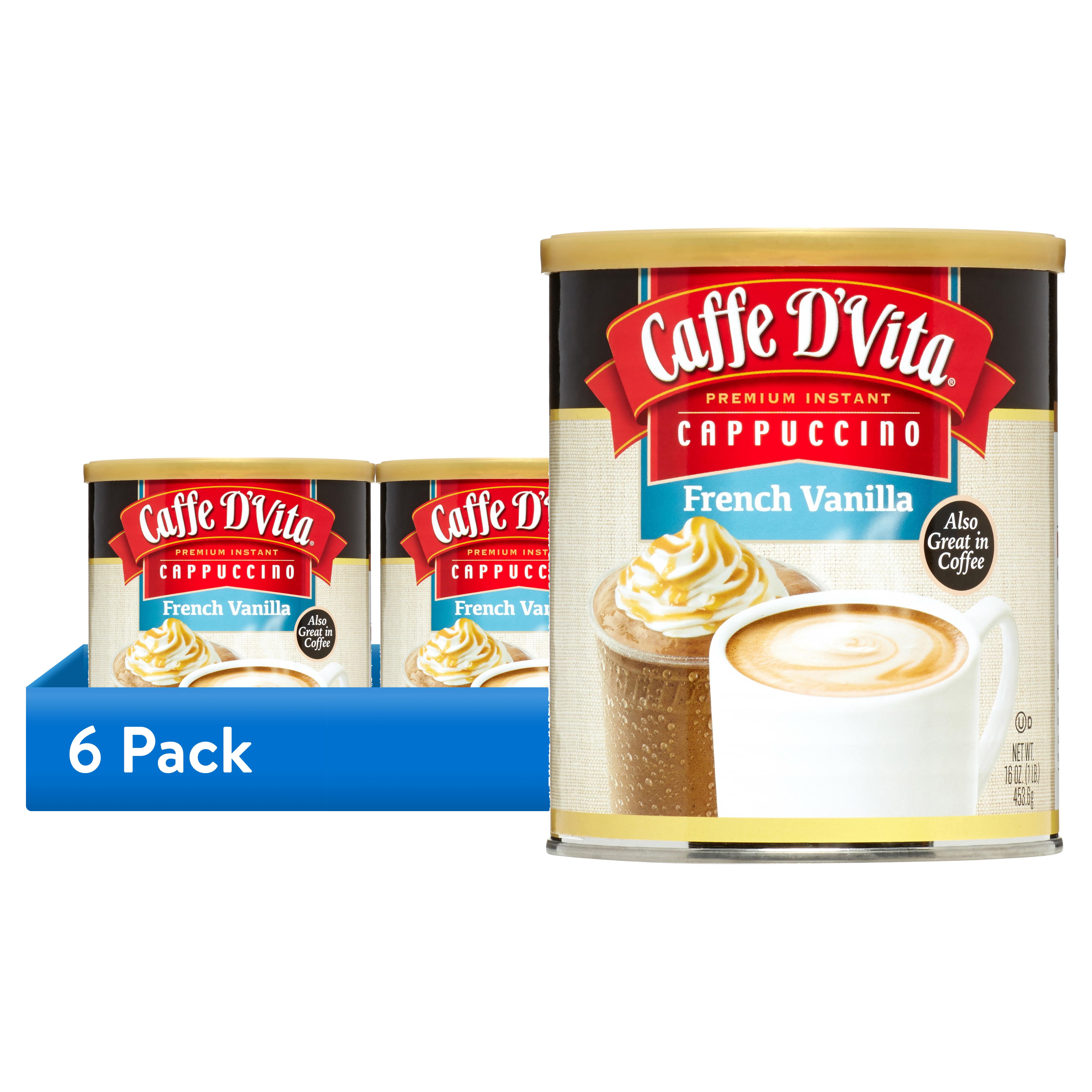 (6 pack) Caffe D'Vita Instant Cappuccino, French Vanilla, 16 Oz, 1 Ct