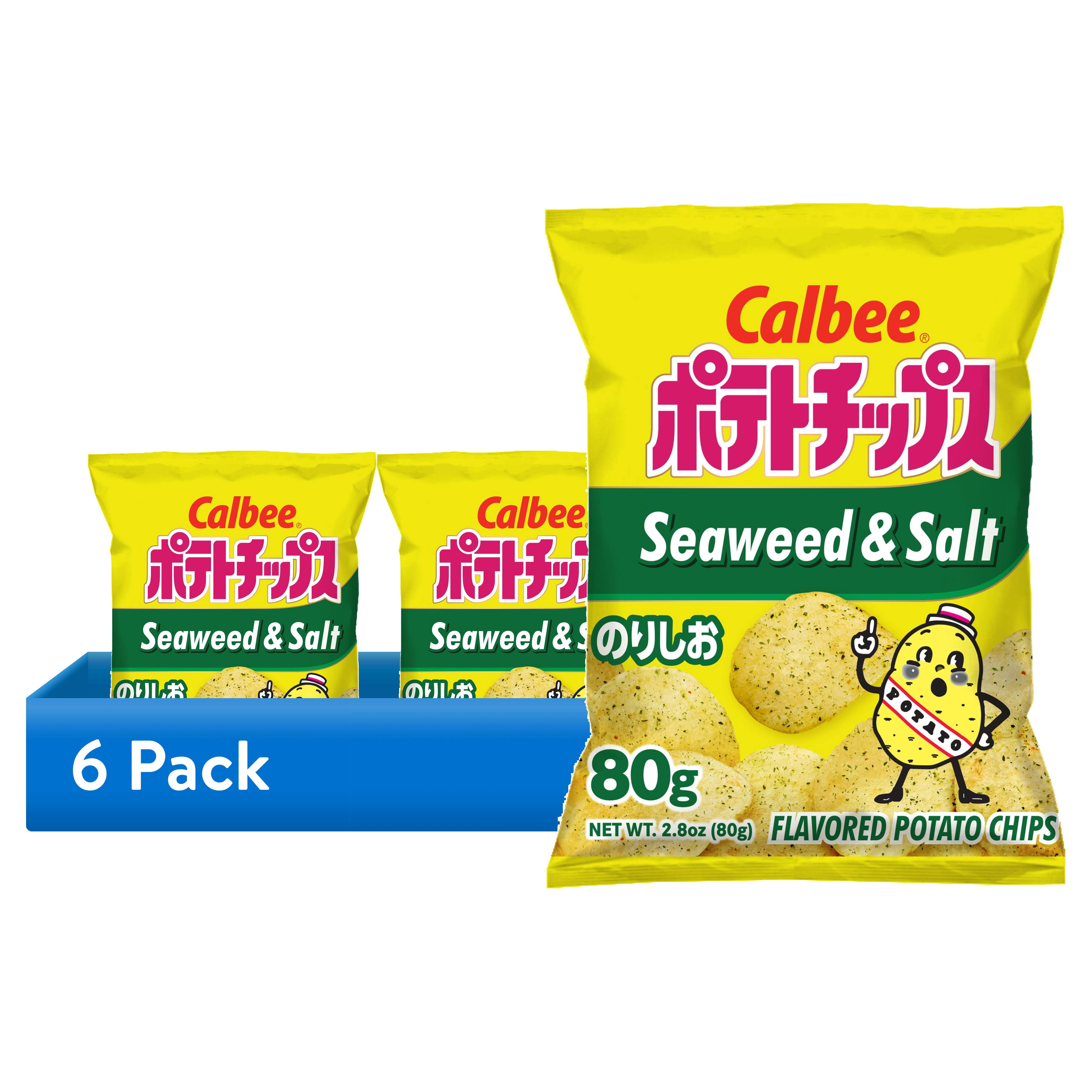 (6 pack) Calbee Potato Chips Seaweed & Salt Flavored 2.8 oz