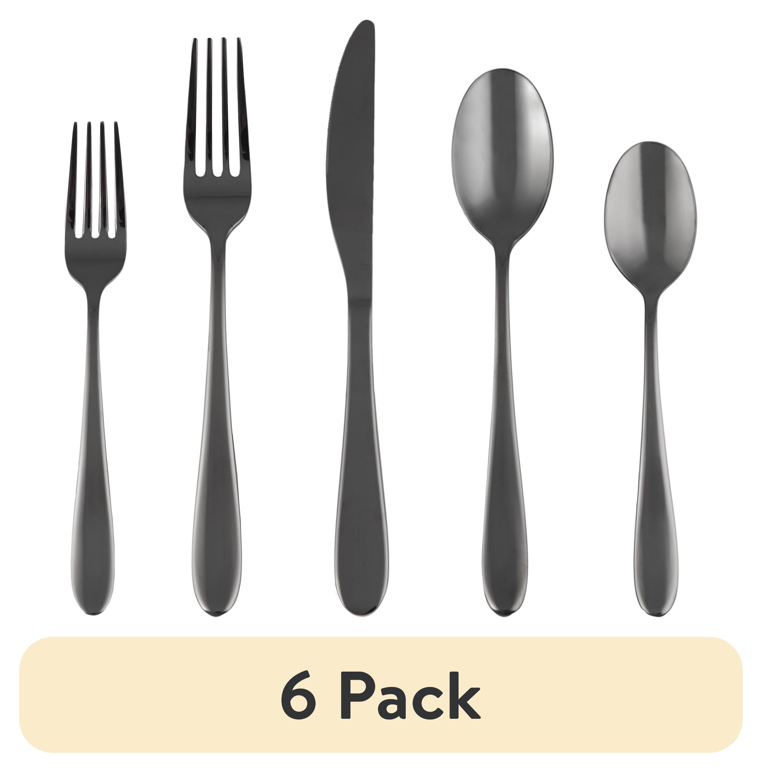 (6 pack) Cambridge Byram Black Mirror 20-Piece Flatware Set (Service for 4)