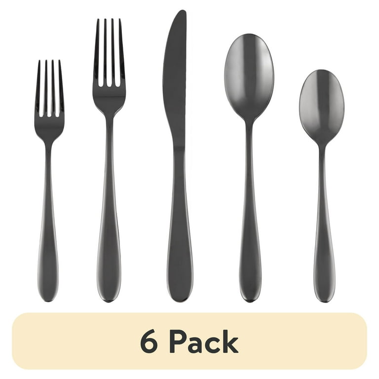 Byram Black Mirror Flatware Set - 20-Piece Stainless Steel