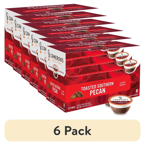 (6 pack) Cameron's Specialty Coffee Toasted Southern Pecan Flavored Single Serve Pods, 12 Ct