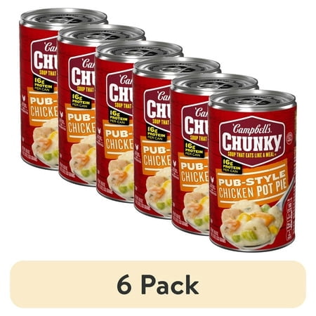 (6 pack) Campbell's Chunky Soup, Pub-Style Chicken Pot Pie Soup, 18.8 oz Can