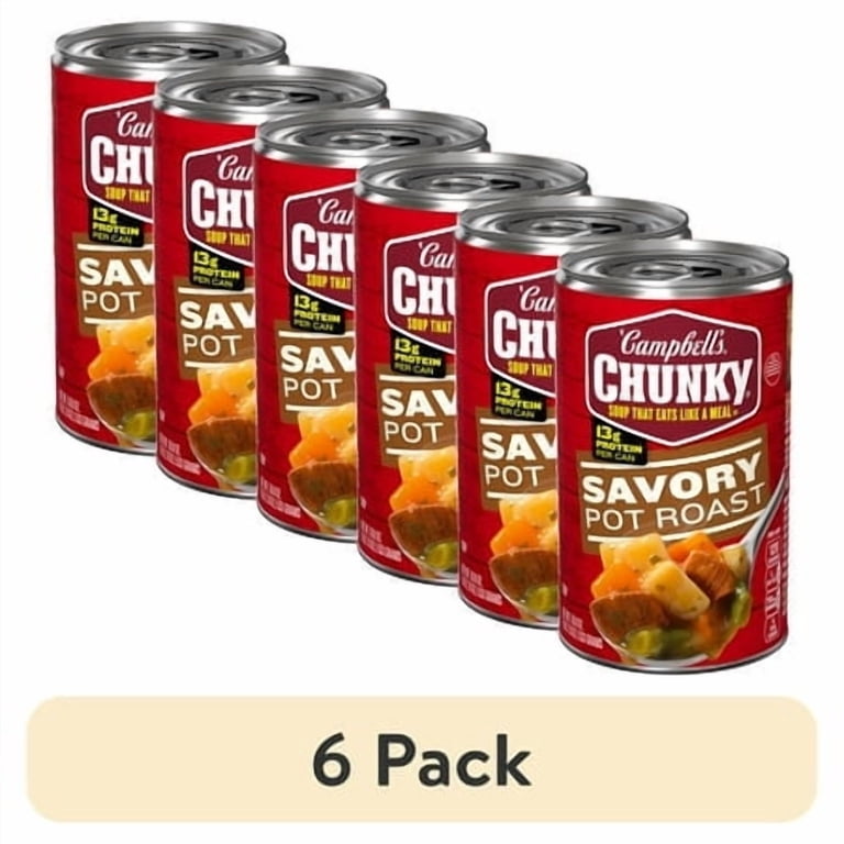 6 pack) Campbell's Chunky Soup, Savory Pot Roast Soup, 18.8 oz Can