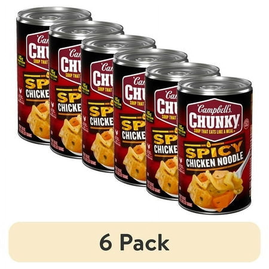(6 pack) Campbell's Chunky Soup, Spicy Chicken Noodle Soup, 18.6 oz Can