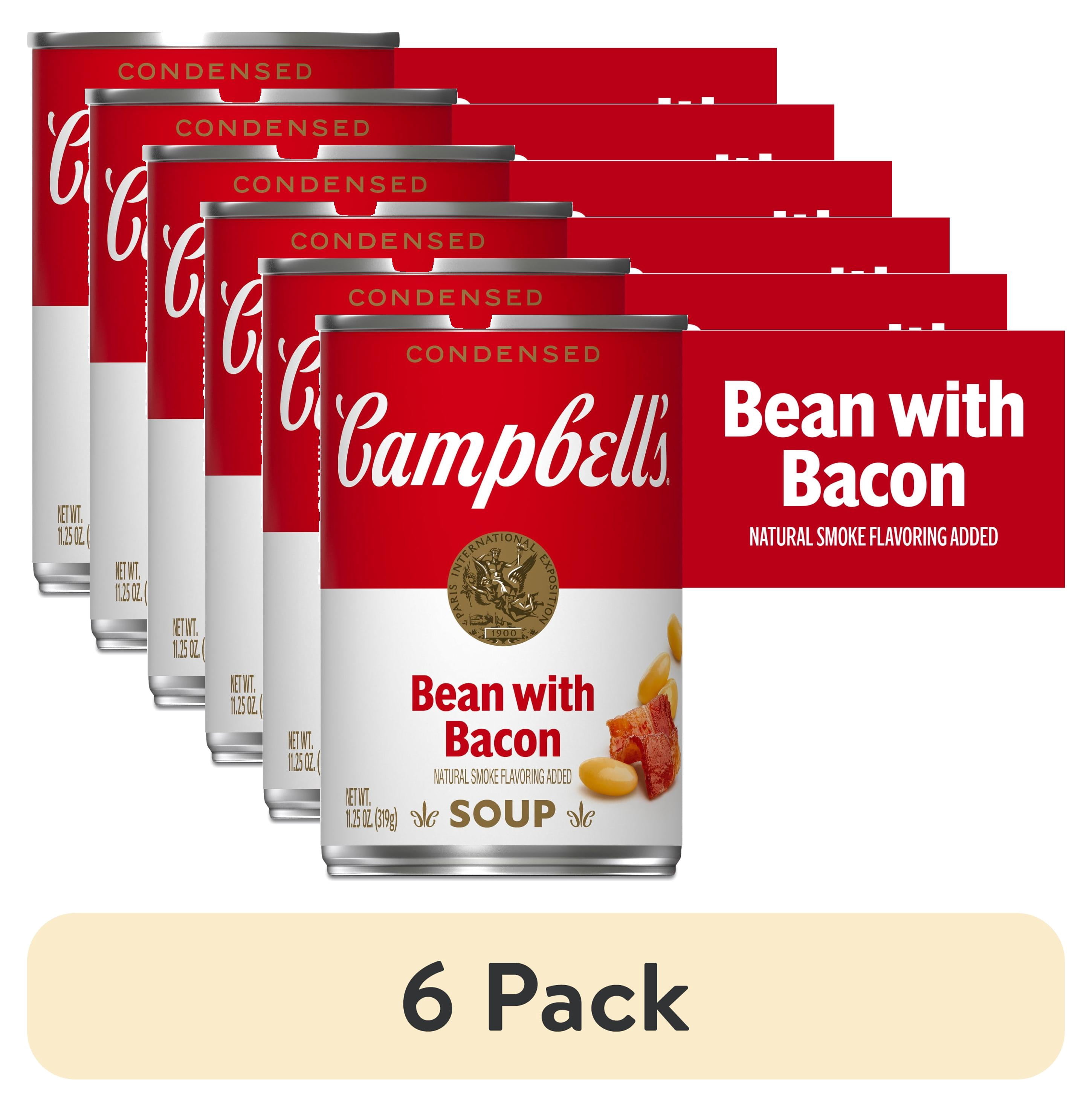 (6 pack) Campbell's Condensed Bean with Bacon Soup, Natural Smoke Flavoring Added, 11.25 oz Can