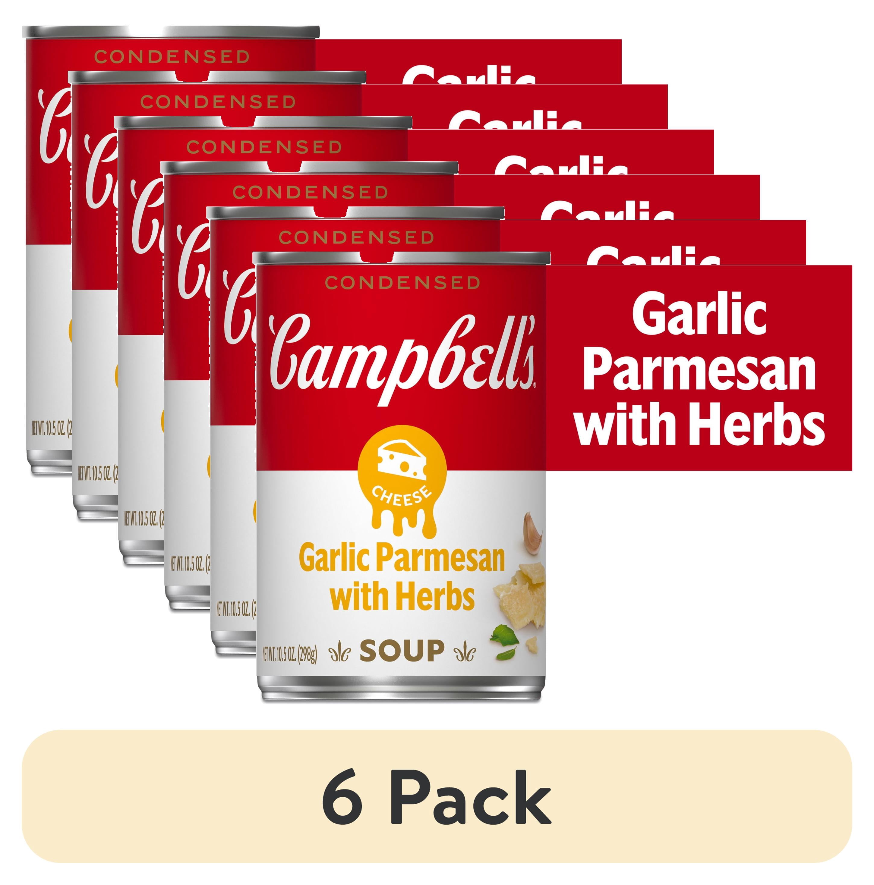 (6 pack) Campbell's Condensed Garlic Parmesan Cheese Soup with Herbs, 10.5 oz Can