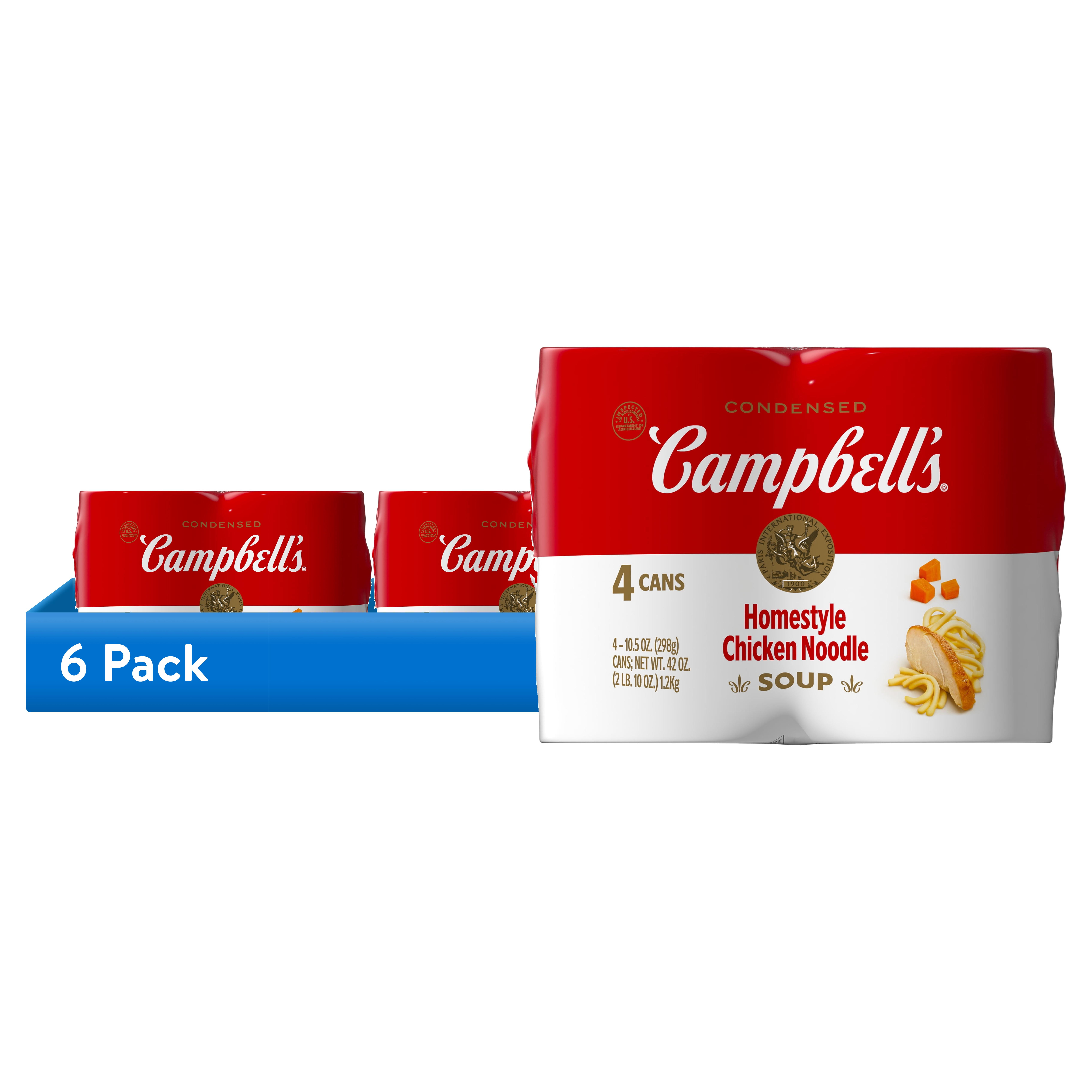 (6 pack) Campbells Condensed Homestyle Chicken Noodle Soup, 10.5 oz Can (4 Pack)