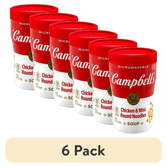 (6 pack) Campbell's Sipping Soup, Chicken & Mini Round Noodle Soup, 10.75 oz Microwavable Cup