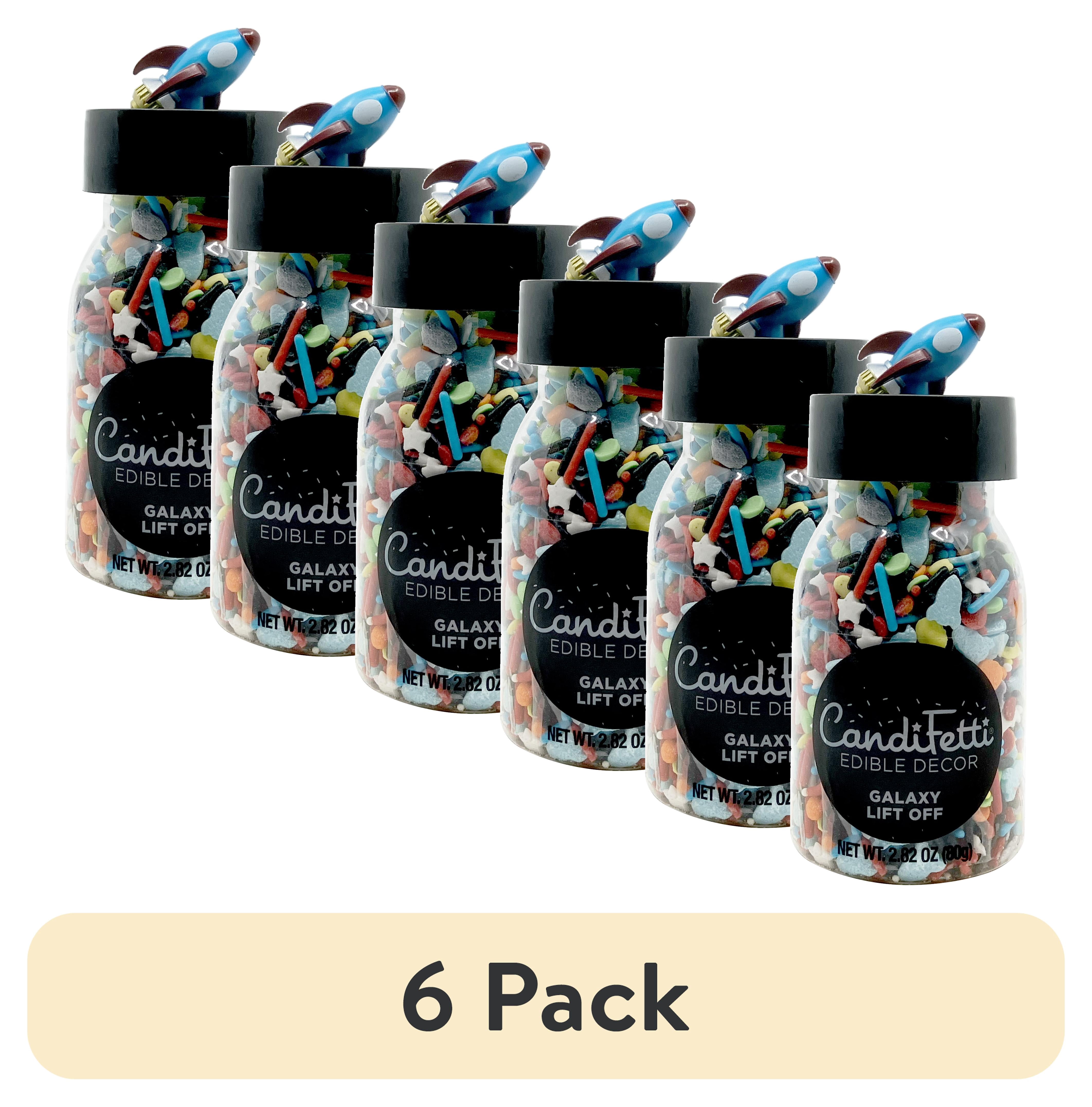 (6 pack) CandiFetti Edible Decor Galaxy Lift off Multi-Color Dessert Sprinkles, 2.82 oz