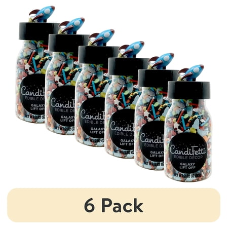 (6 pack) CandiFetti Edible Decor Galaxy Lift off Multi-Color Dessert Sprinkles, 2.82 oz