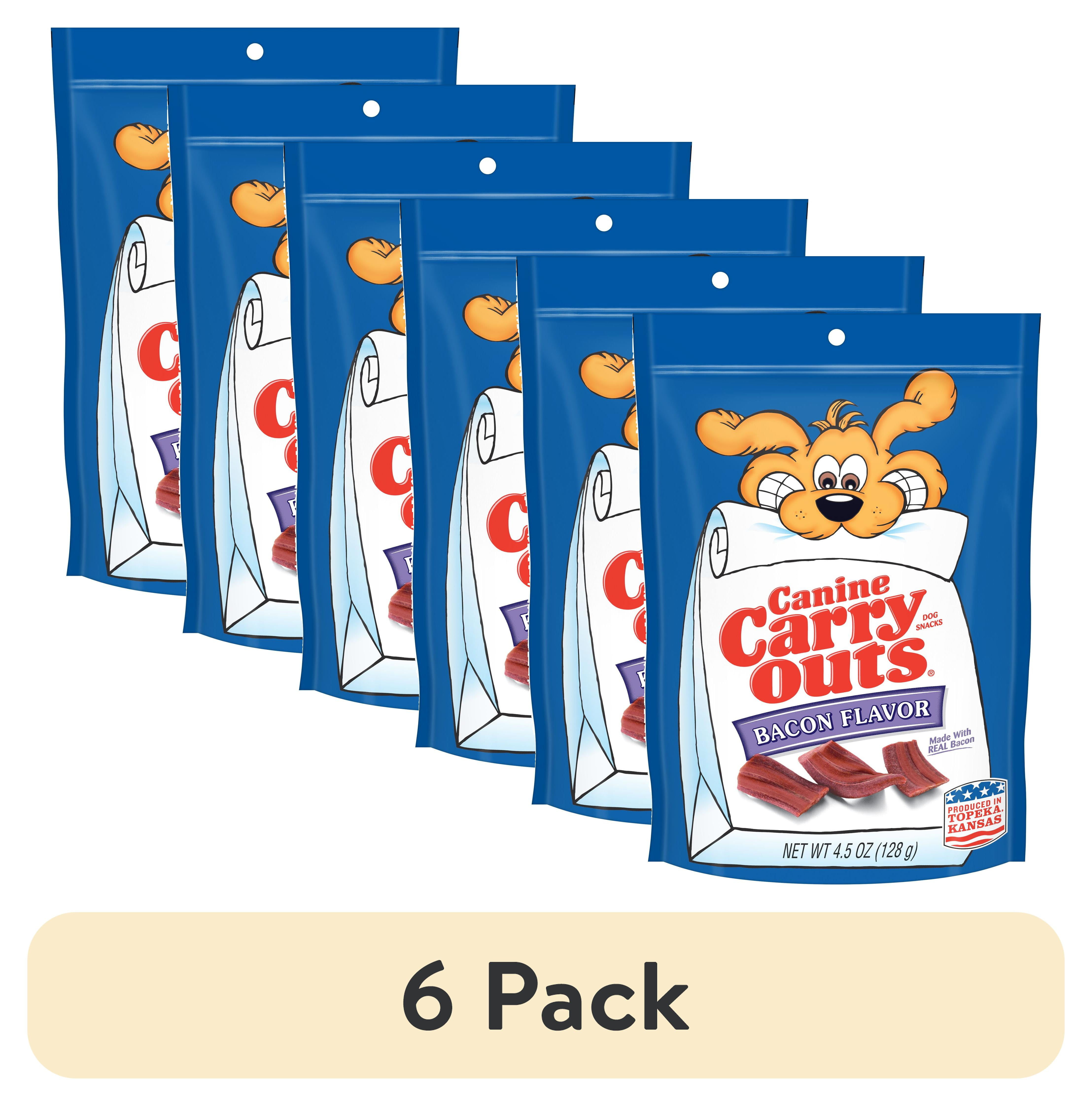 (6 pack) Canine Carry Outs Bacon Flavor Dog Treats, 4.5 oz Bag