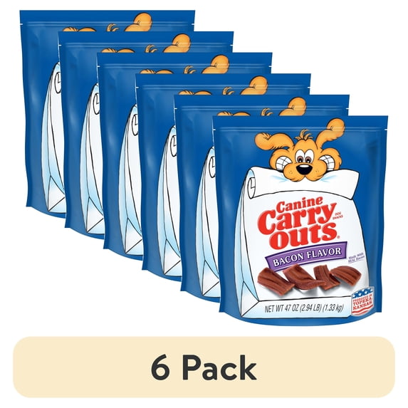 (6 pack) Canine Carry Outs Bacon Flavor Dog Treats, 47oz Bag