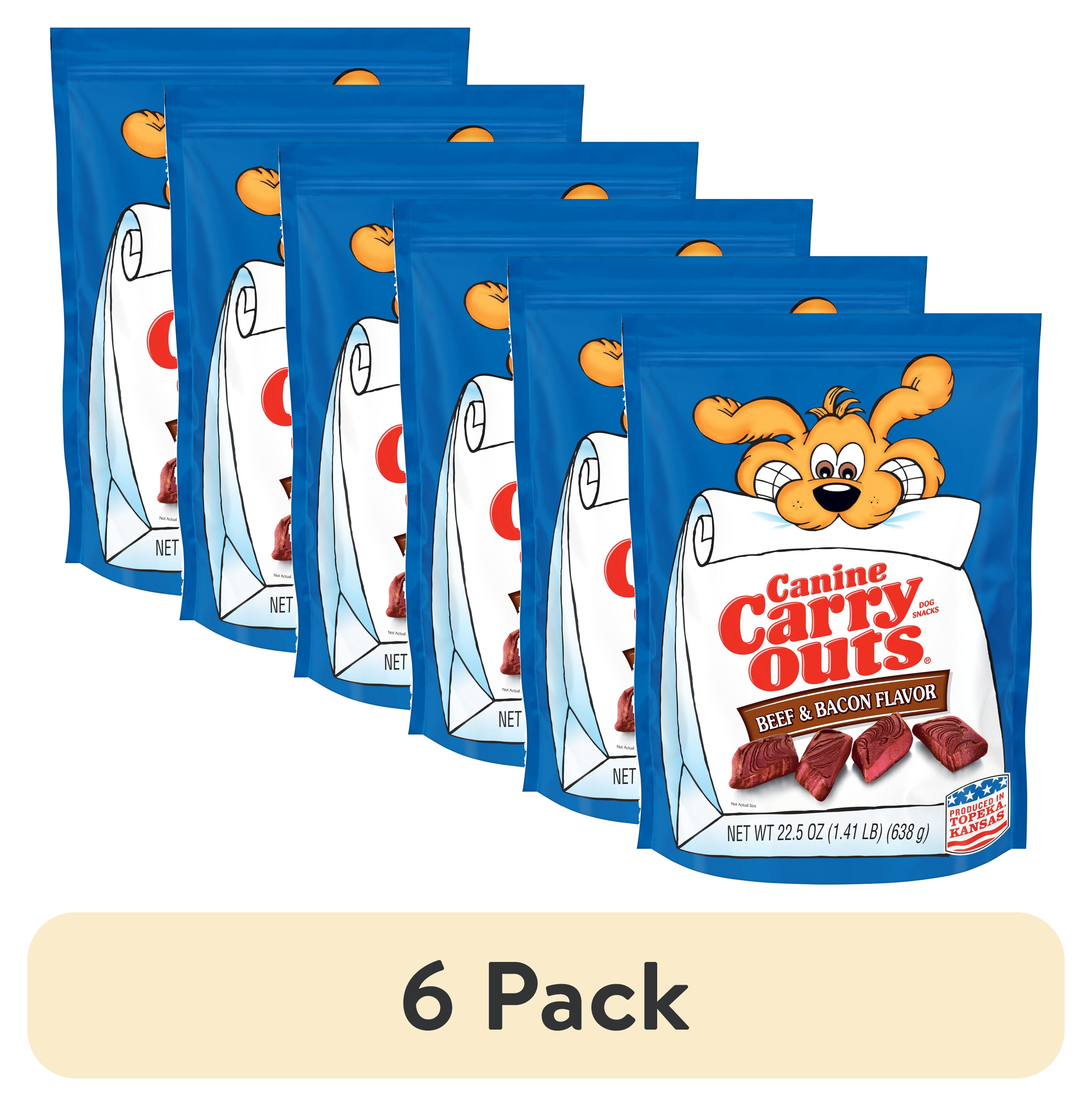 (6 pack) Canine Carry Outs Beef & Bacon Flavor Dog Treats, 22.5oz Bag