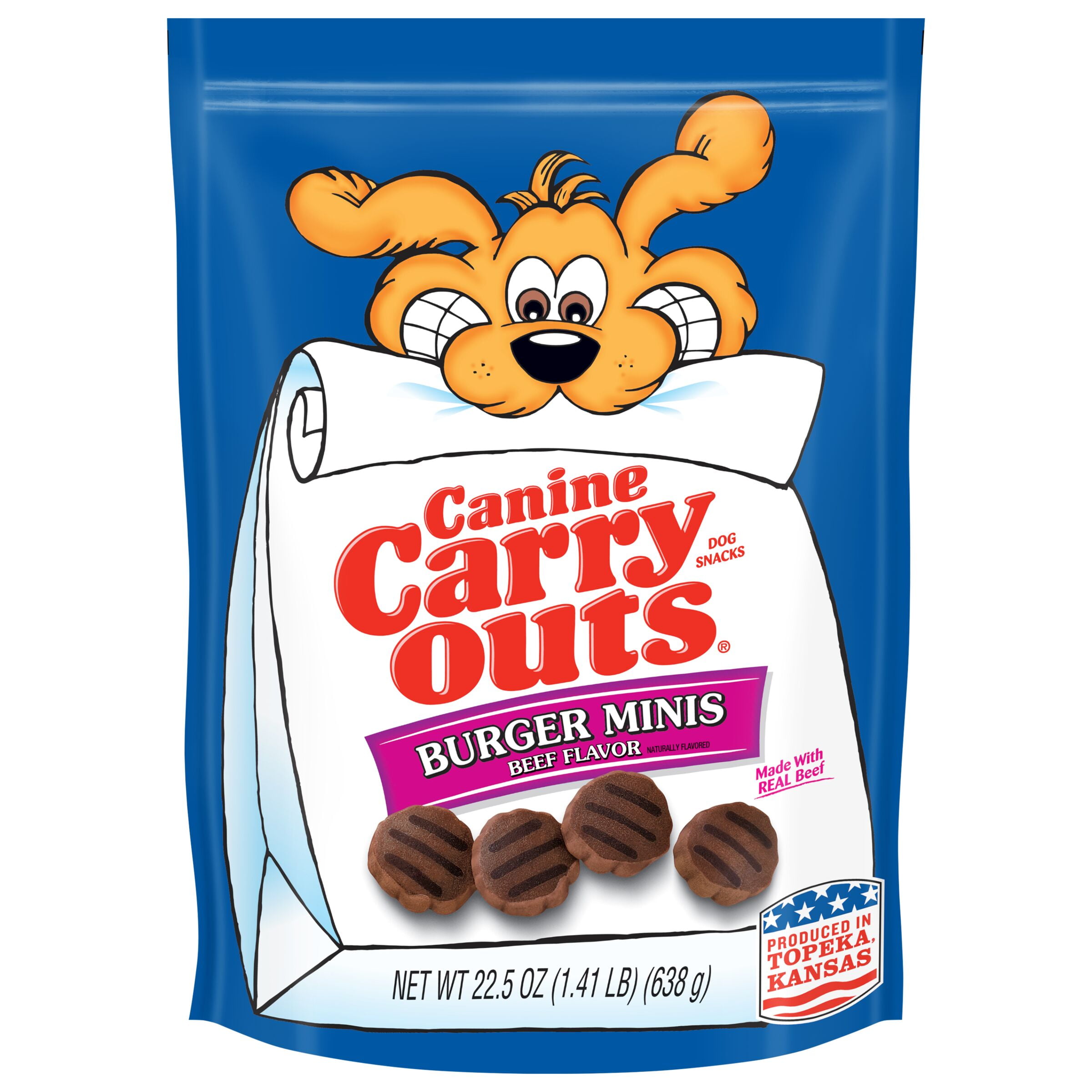(6 pack) Canine Carry Outs Burger Minis Beef Flavor Dog Treats, 22.5oz Bag