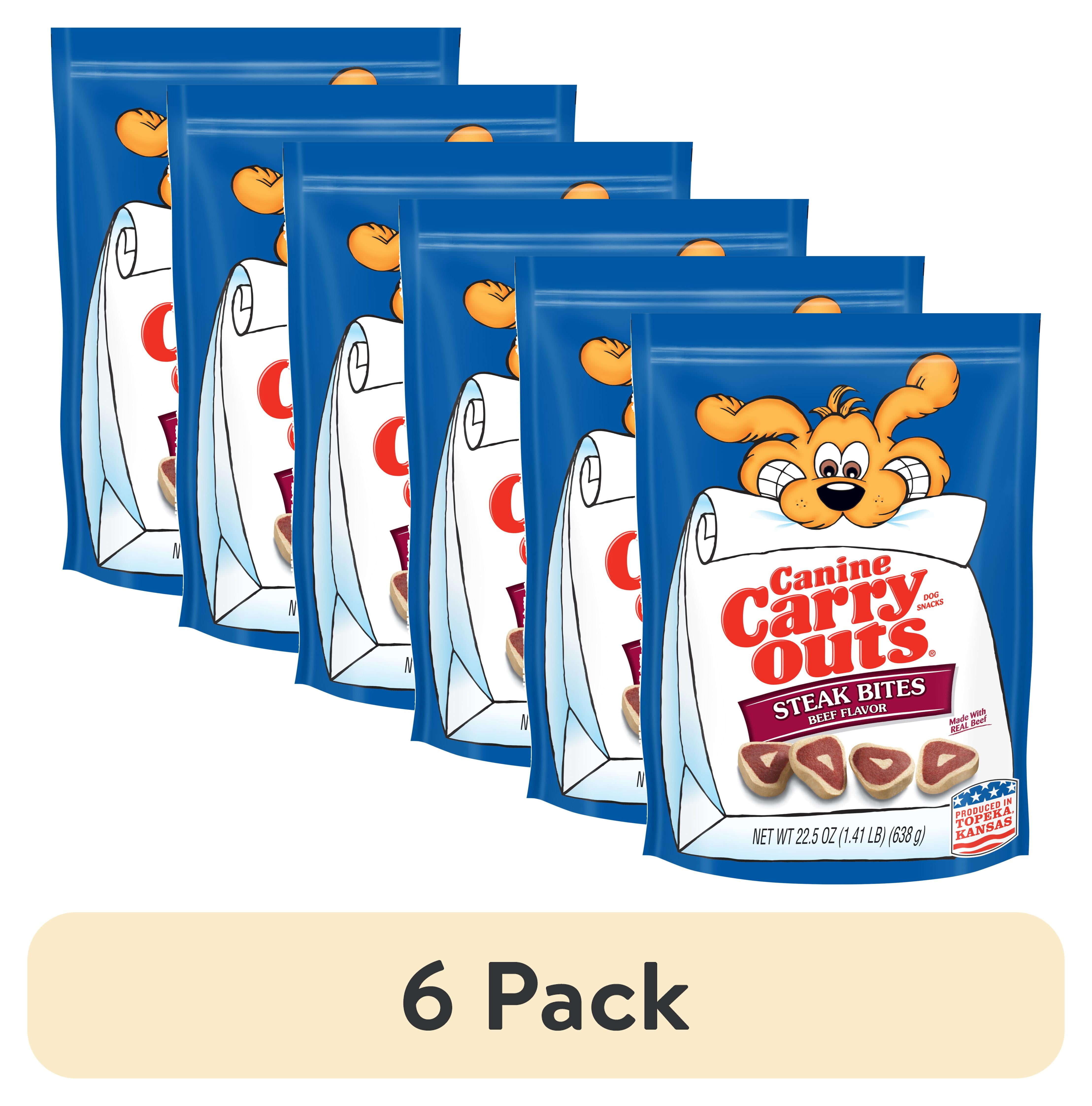 (6 pack) Canine Carry Outs Steak Bites Beef Flavor Dog Treats, 22.5oz Bag