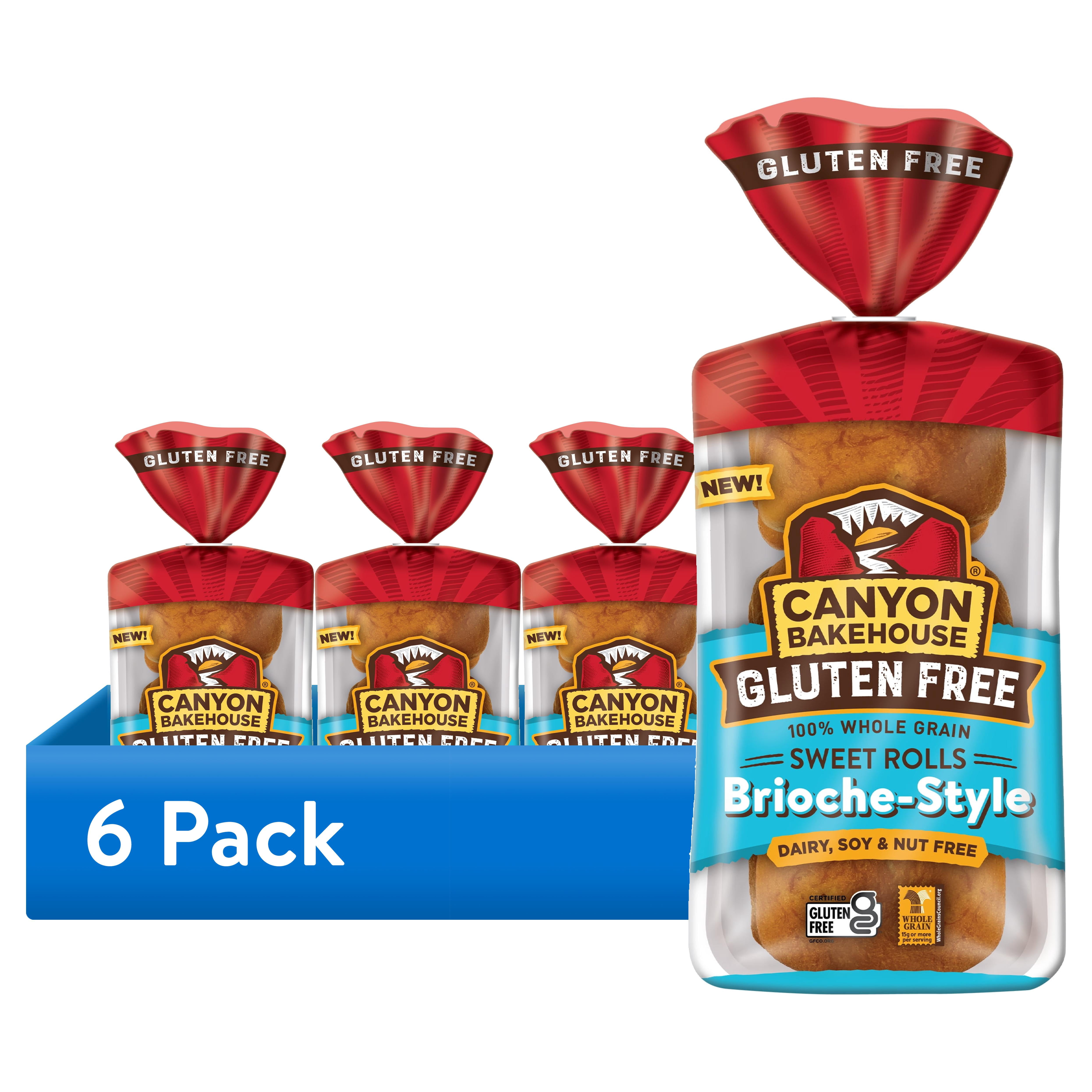 (6 pack) Canyon Bakehouse Brioche-Style Sweet Rolls, Gluten Free Brioche Dinner Rolls, Fresh, 6 Count