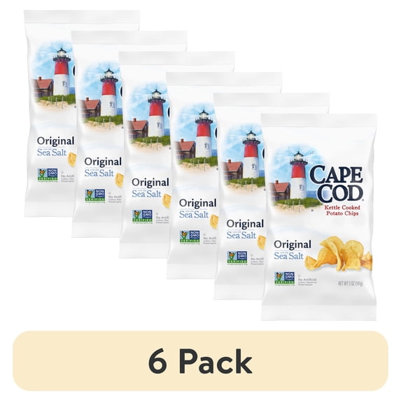 (6 pack) Cape Cod Potato Chips, Original Kettle Chips, 5 oz