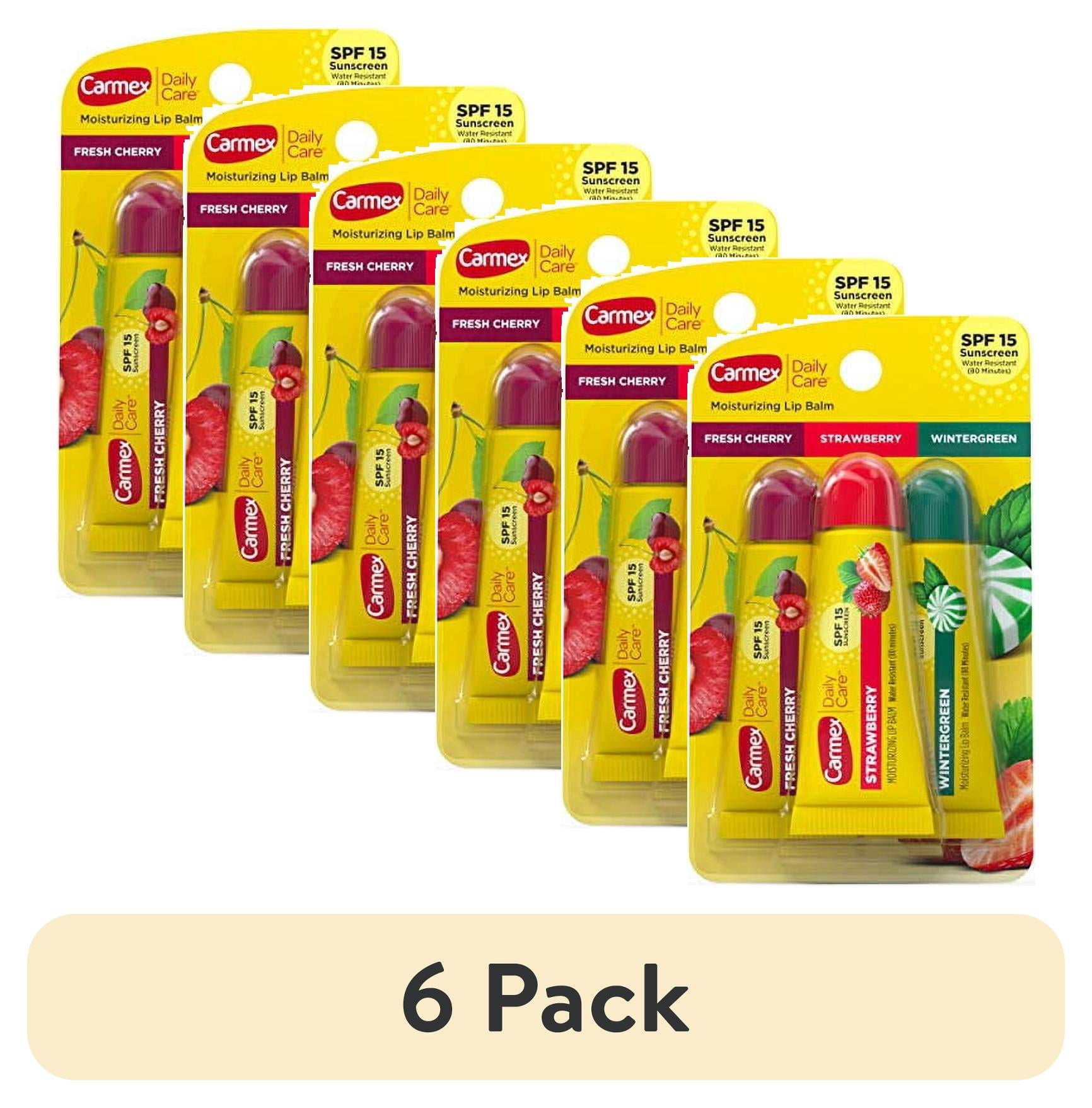 (6 pack) Carmex Daily Care Moisturizing Lip Balm Tubes, SPF 15, Multi-Flavor Lip Balm, 3 Count