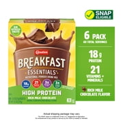6 pack Carnation Breakfast Essentials Powder High Protein Nutritional Shake Drink Mix Packets, Rich Milk Chocolate Breakfast Shake, 10 Count