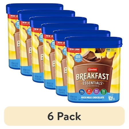 (6 pack) Carnation Breakfast Essentials Powder Protein Nutritional Shake Drink Mix, Rich Milk Chocolate Breakfast Shake, 17.7 oz
