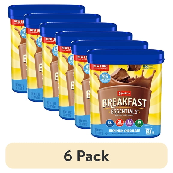 (6 pack) Carnation Breakfast Essentials Powder Protein Nutritional Shake Drink Mix, Rich Milk Chocolate Breakfast Shake, 17.7 oz