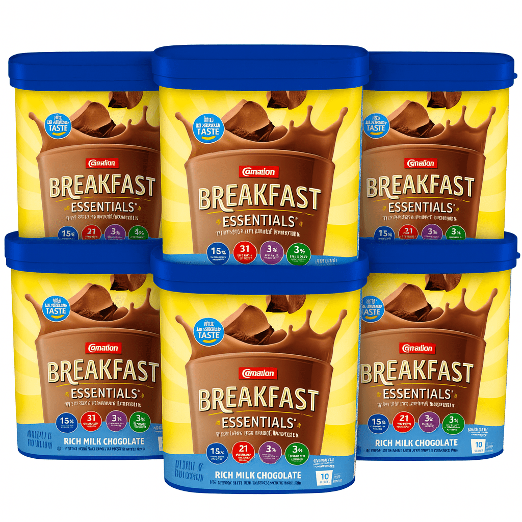 Walmart sales :  (6 pack) Carnation Breakfast Essentials Powder Protein Nutritional Shake Drink Mix, Rich Milk Chocolate Breakfast Shake, 17.7 oz
