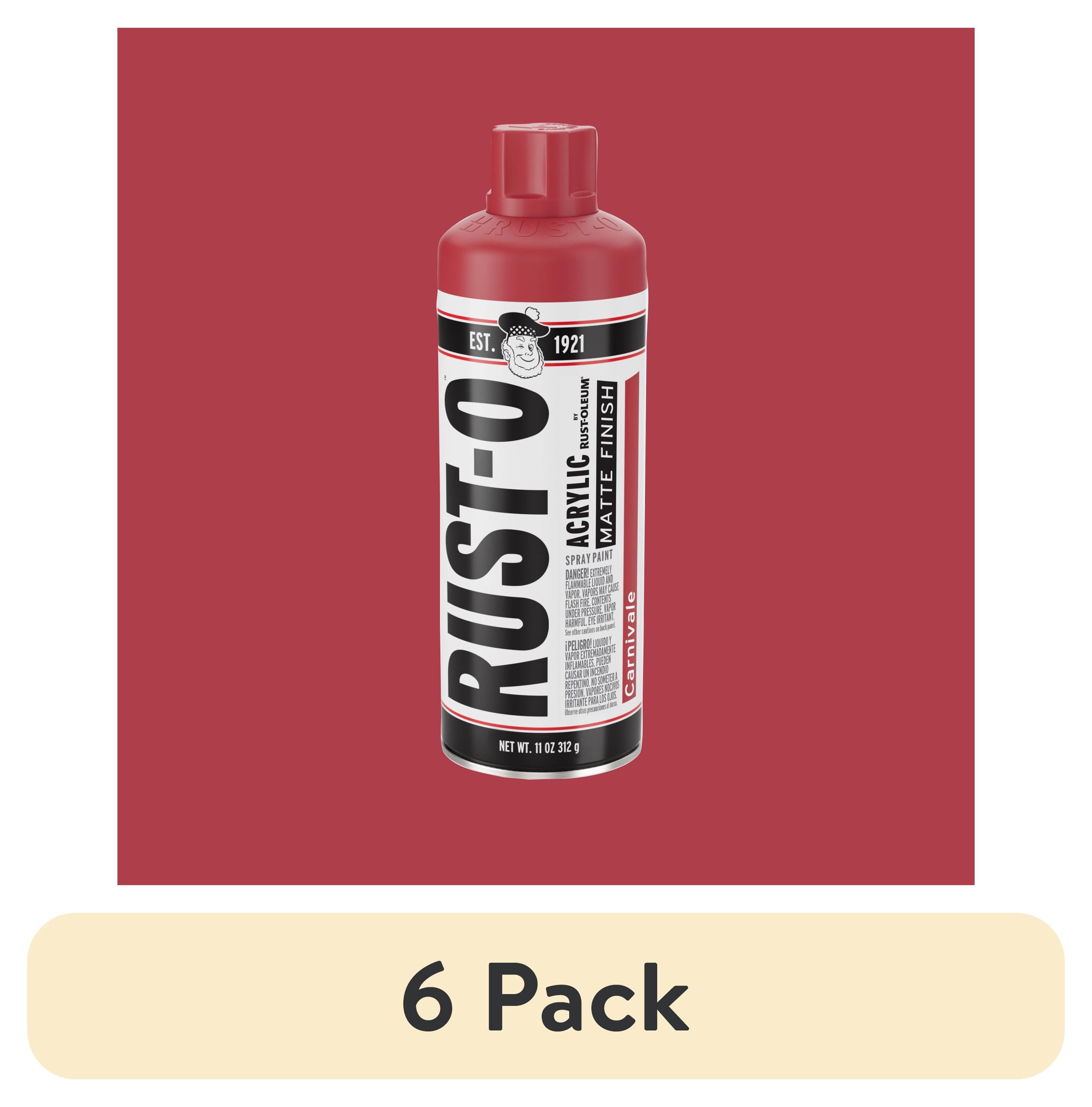 (6 pack) Carnivale, Rust-Oleum Rust-O Acrylic Matte Spray Paint-392216, 11 oz