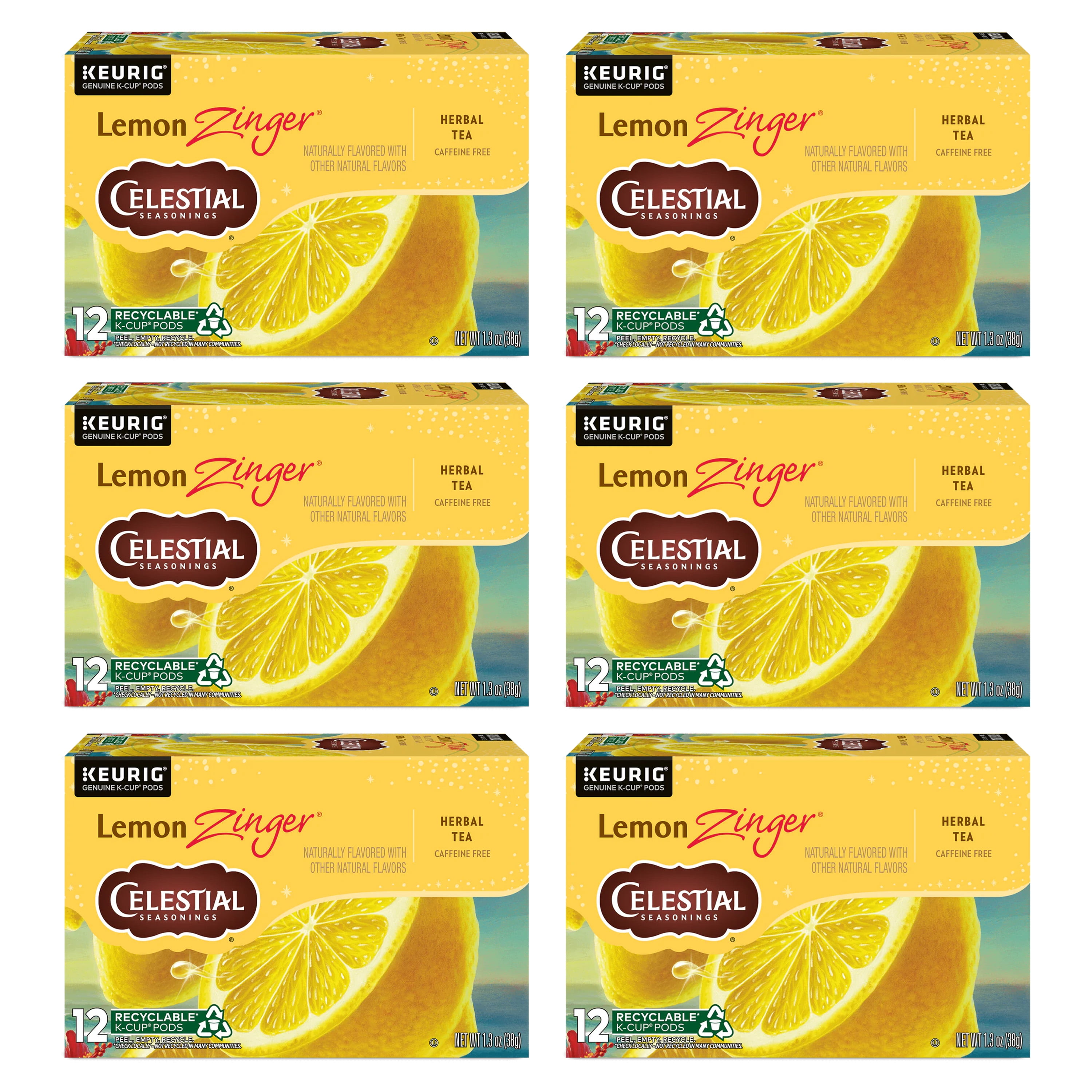 6 pack) Celestial Seasonings Lemon Zinger Herbal Tea Keurig K-Cup