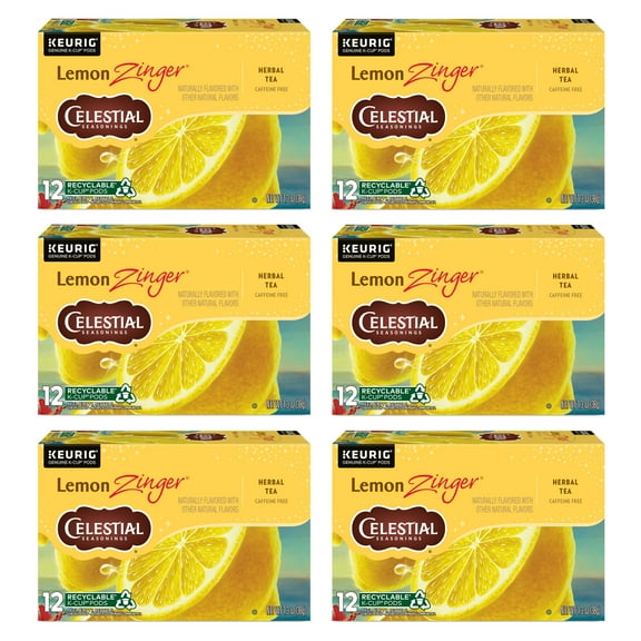 (6 pack) Celestial Seasonings Lemon Zinger Herbal Tea Keurig K-Cup Tea Pods, 12 Count