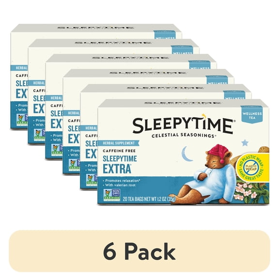 (6 pack) Celestial Seasonings Sleepytime Extra Wellness Herbal Tea Bags (20 Count)