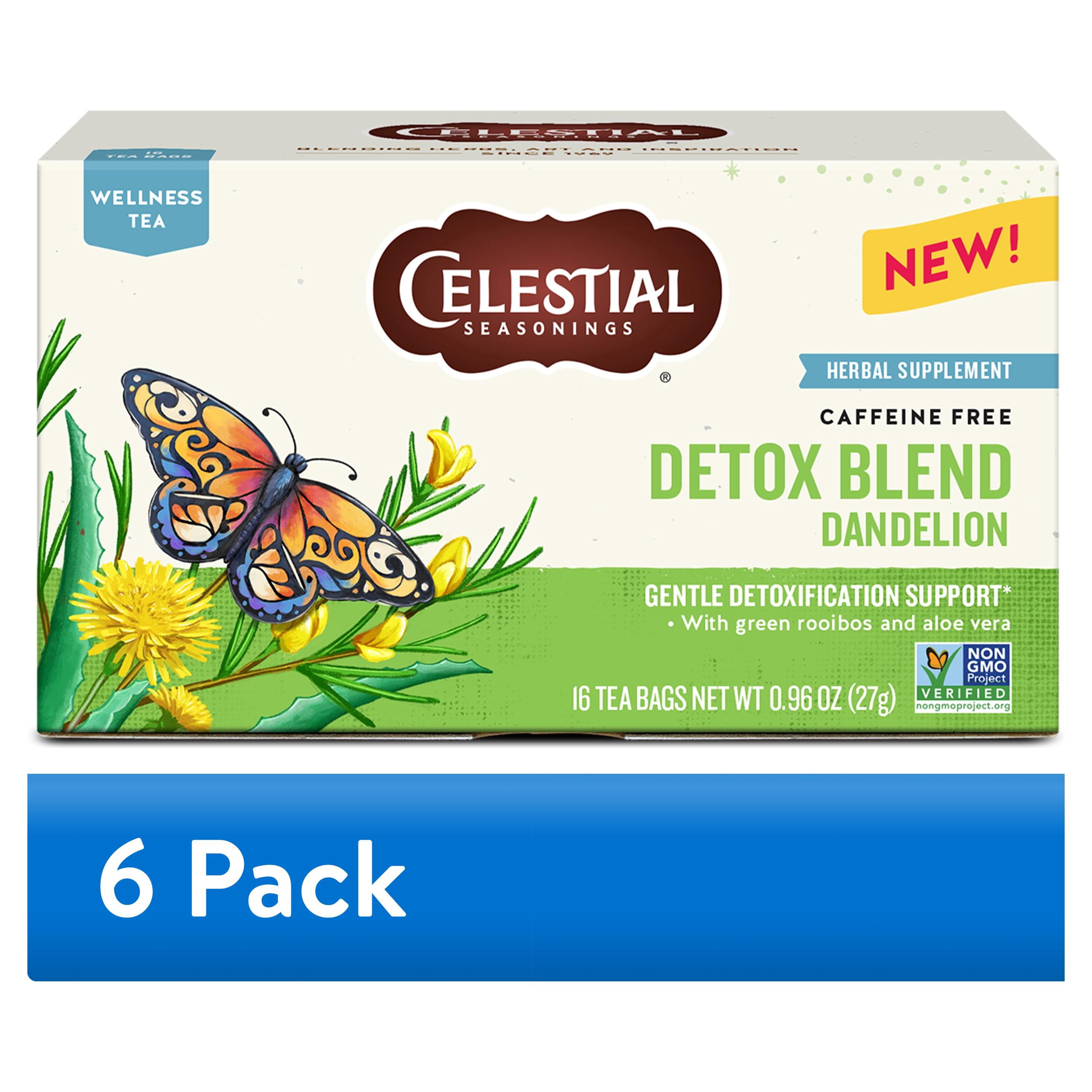 (6 pack) Celestial Seasonings Wellness Detox Blend Dandelion Herbal Tea Bags (16 Count)