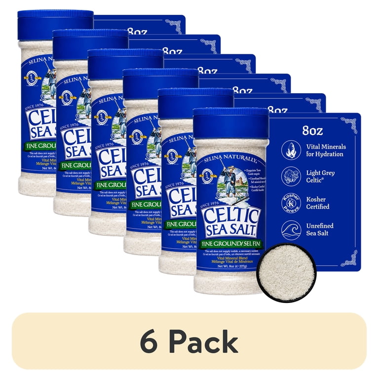 6 pack) Celtic Sea Salt Fine Ground Kosher Certified Sea Salt