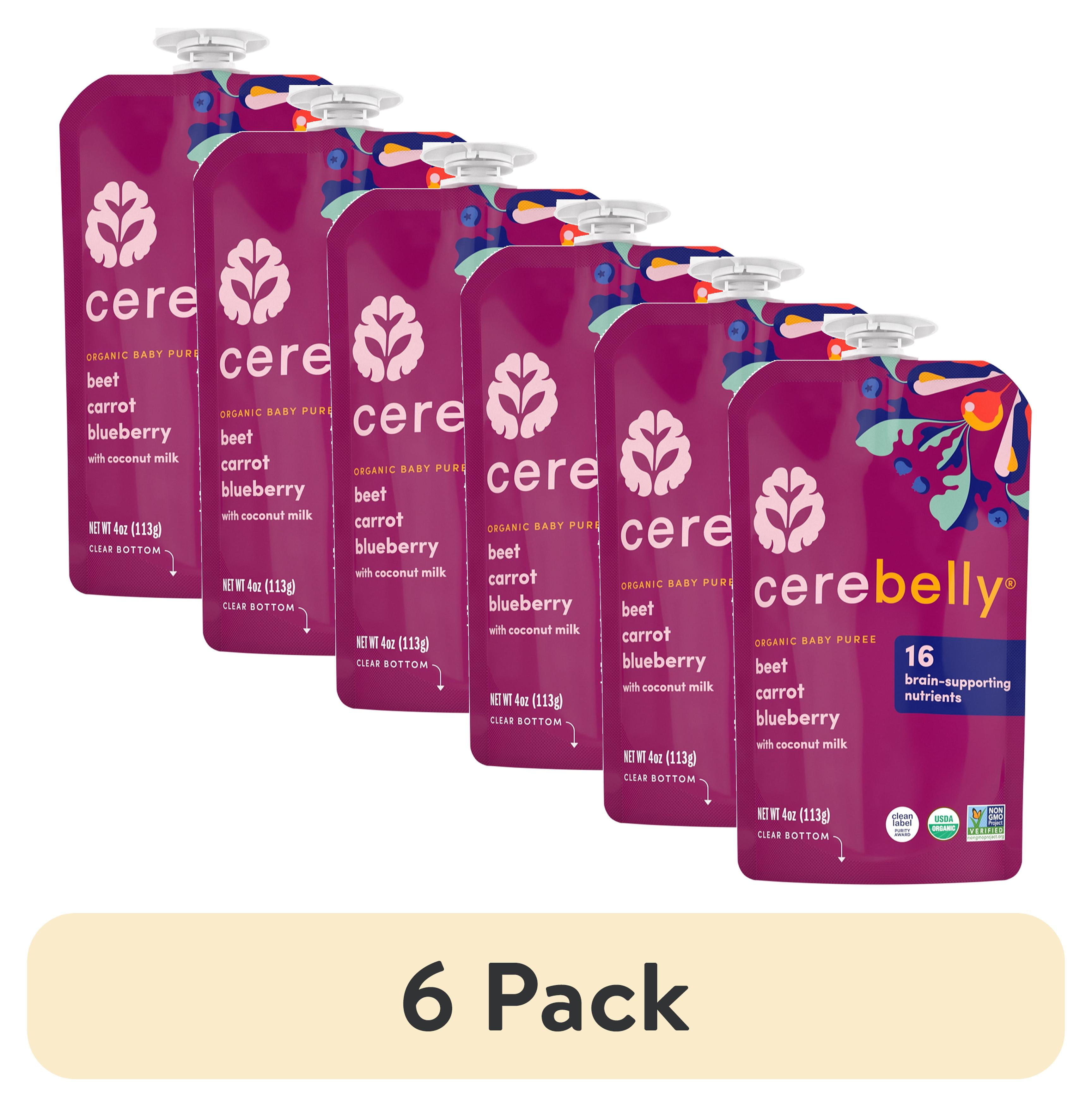 (6 pack) Cerebelly Organic Stage 2 Beet Carrot Blueberry with Coconut Milk Baby Food, 4 oz Puree