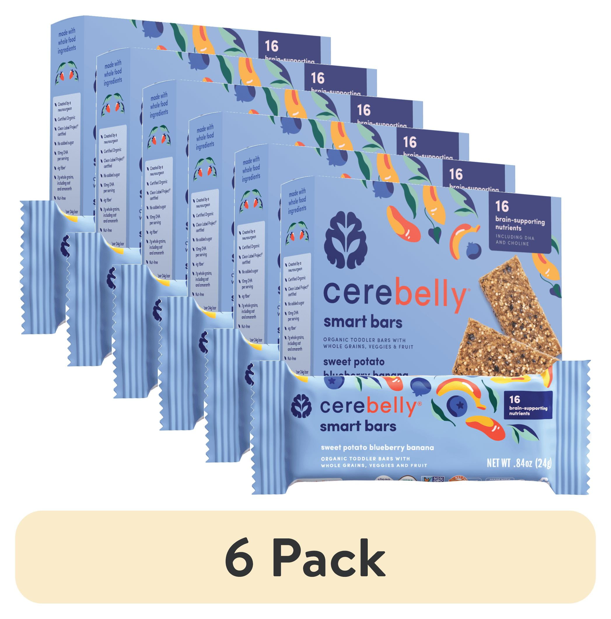 (6 pack) Cerebelly Organic Toddler Snack Bars , Blueberry Banana, 5 Count