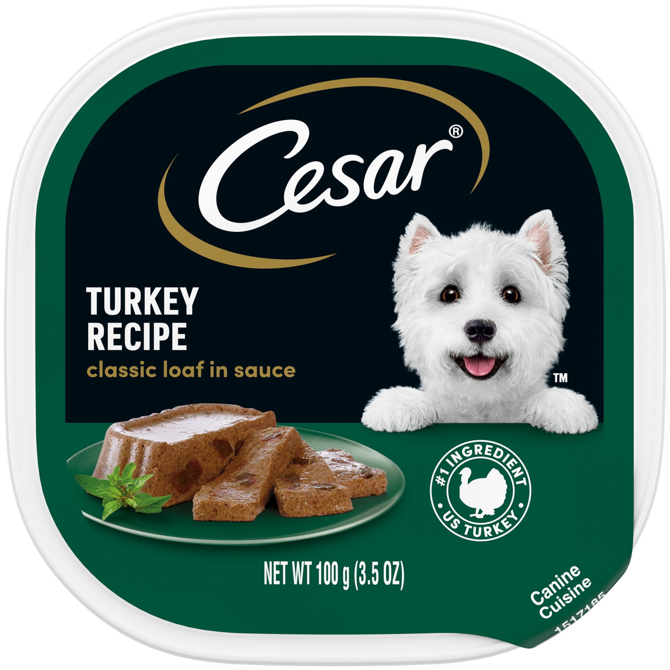 (6 pack) Cesar Classic Loaf in Sauce Wet Dog Food Turkey Flavor, 3.5 oz. Easy Peel Tray