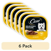 (6 pack) Cesar Classic Loaf In Sauce Grilled Steak & Eggs Dog Food, 3.5 Oz Easy Peel Tray