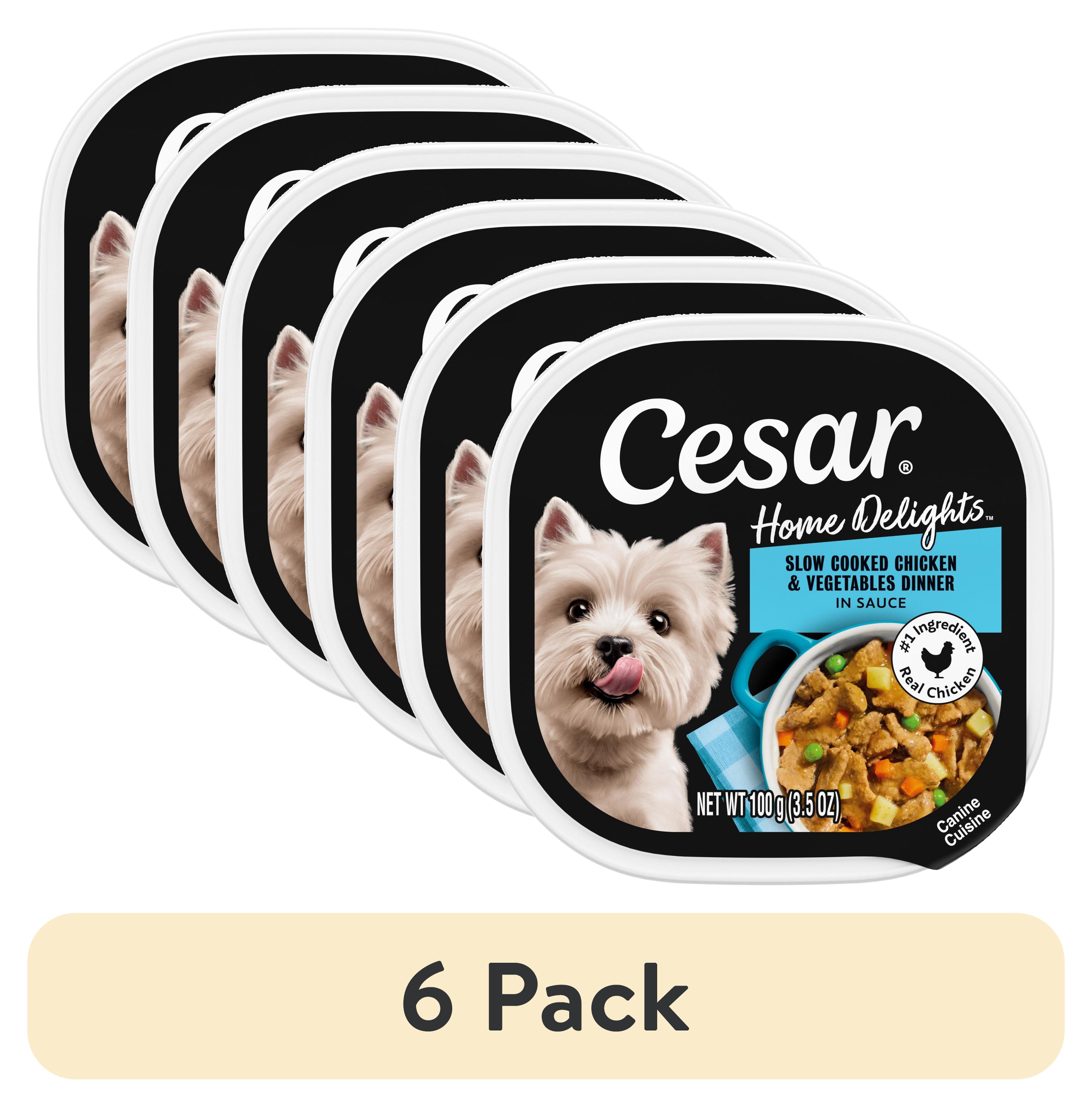 (6 pack) Cesar Home Delights Adult Wet Dog Food, Slow Cooked Chicken & Vegetables Dinner in Sauce
