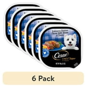 (6 pack) Cesar Loaf & Topper In Sauce Rotisserie Chicken Flavor With Bacon & Cheese Wet Dog Food, 3.5 Oz Tray