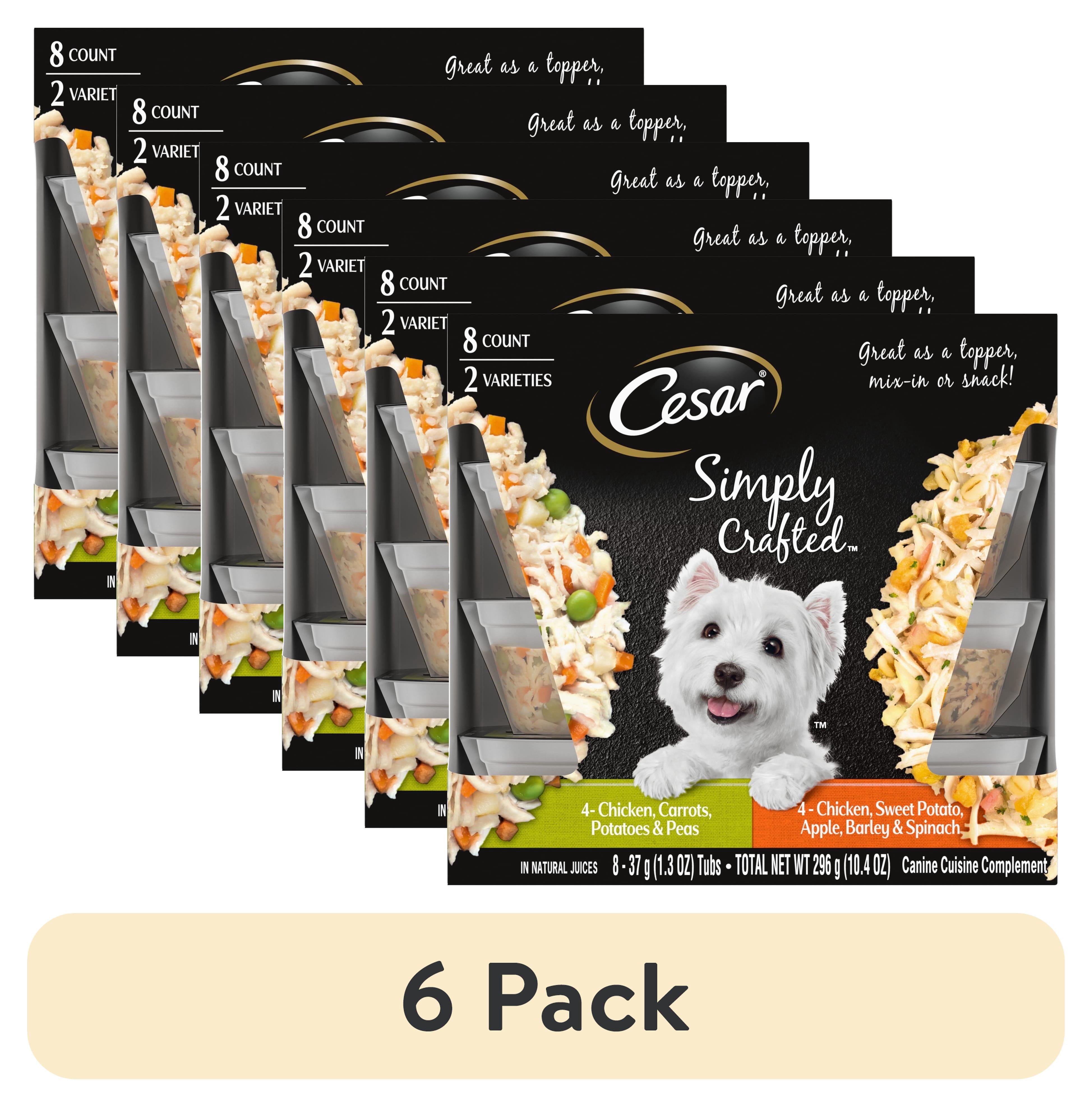 (6 pack) Cesar Simply Crafted Wet Dog Food Variety Pack, 1.3 Oz Tubs (8 Pack)