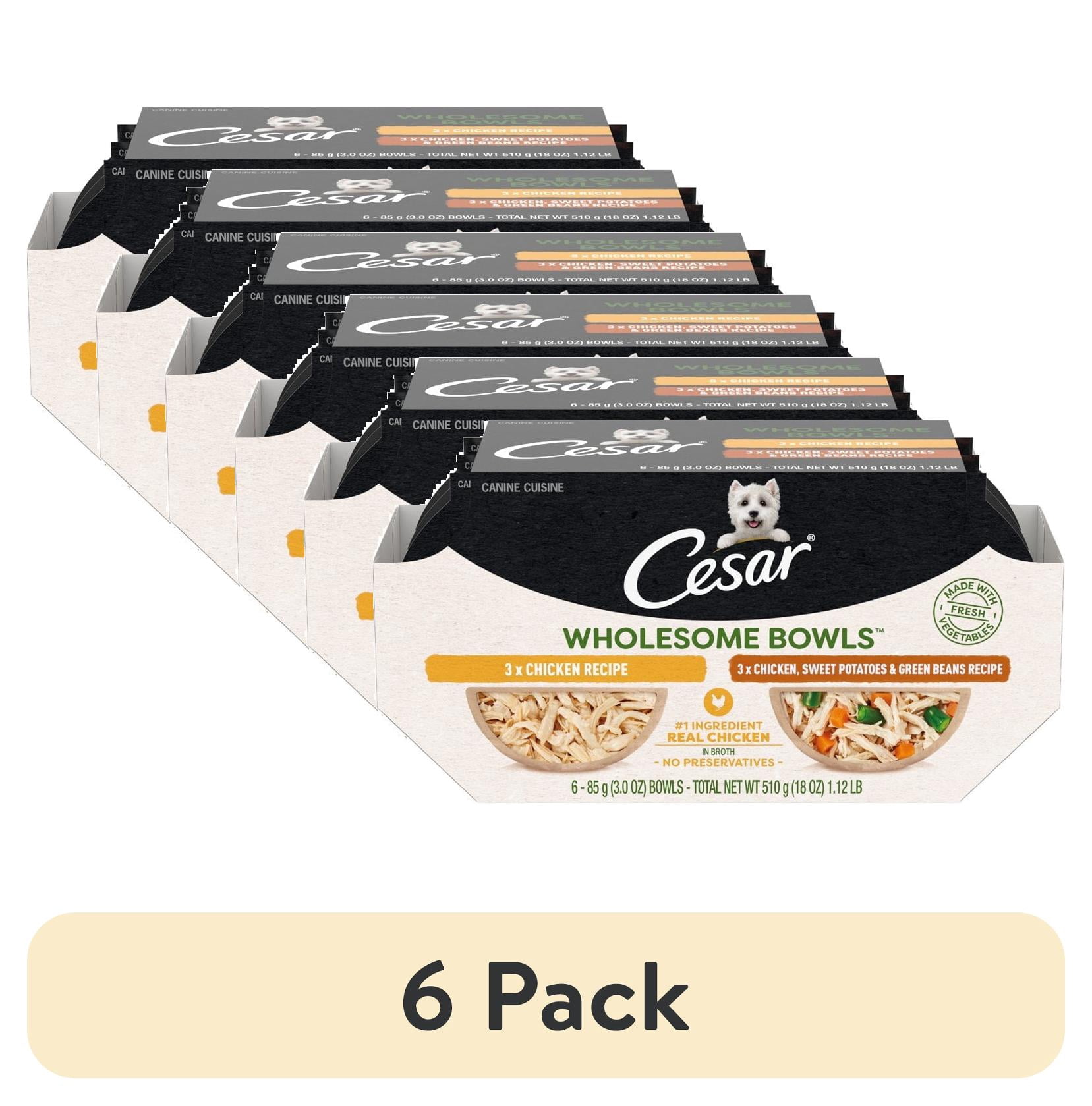 (6 pack) Cesar Wholesome Bowls Broth Wet Dog Food Variety Pack, 3 oz Bowls (6 Pack)